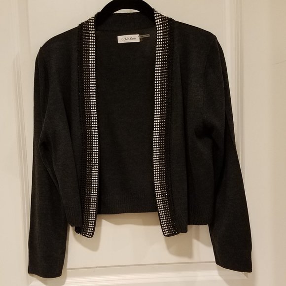 Calvin Klein Cropped Open-Front Cardigan - Picture 1 of 3